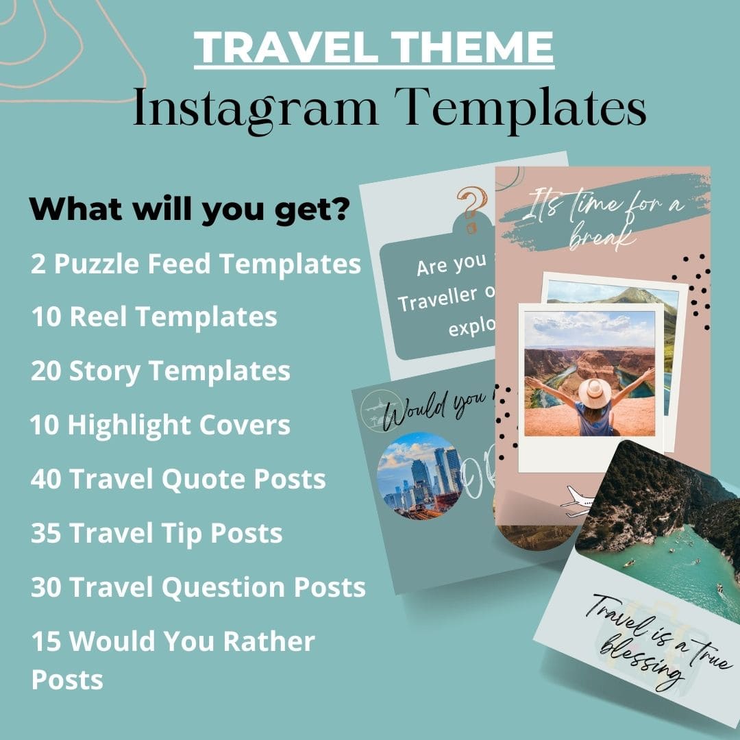 160+ Travel Instagram Templates- Instagram Templates Travel Theme -  Instagram Templ Ates For Travel Agency And Business - Instagram Templates  Canva - Aesthetic Travel Instagram » The Hustling Mum